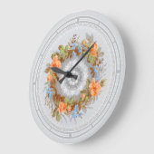 Victoriaans Era Bloemen Krans Print Grote Klok (Hoek)