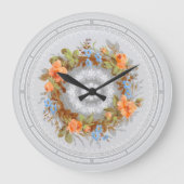 Victoriaans Era Bloemen Krans Print Grote Klok (Voorkant)