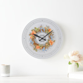  Victoriaans Era Bloemen Krans Print Grote Klok