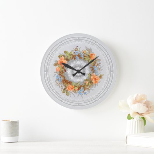 Victoriaans Era Bloemen Krans Print Grote Klok (Huis)