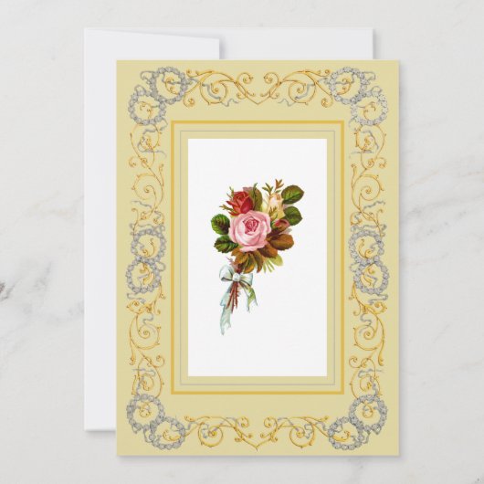 Victoriaans Era Bloemen Kransen & Boeketten Huweli Kaart (Achterkant)