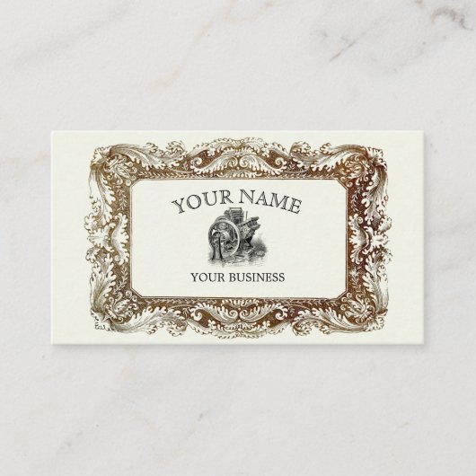 Victoriaans Era Border Steampunk Sjabloon Visitekaartje (Voorkant)