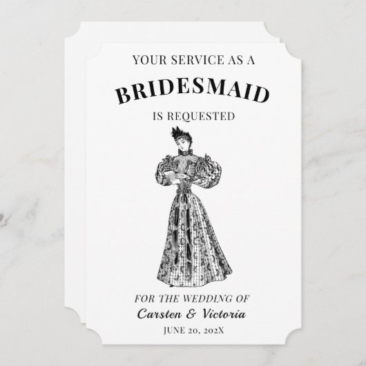 Victoriaans Era  bruidsmeisjes Kaart (Voorkant / Achterkant)