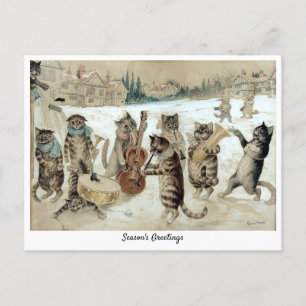 Victoriaans Era Caroling Cats door Louis Wain Feestdagenkaart