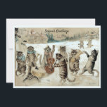 Victoriaans Era Caroling Cats door Louis Wain Feestdagenkaart<br><div class="desc">Dit is een digitaal verfijnd schilderij van een groep carol die muzikale bandinstrumenten zingt tegen sneeuw afgedekte buikbanden op de achtergrond door kunstenaar Louis Wain uit het Victoriaans tijdperk. U kunt de tekst gemakkelijk personaliseren en de achtergrondkleur met deze sjabloon aanpassen.</div>