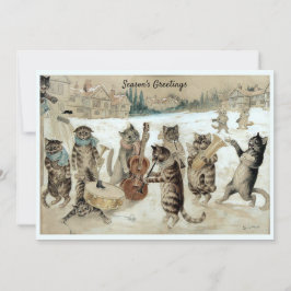 Victoriaans Era Caroling Cats door Louis Wain Feestdagenkaart