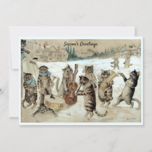 Victoriaans Era Caroling Cats door Louis Wain Feestdagenkaart
