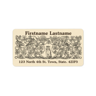  Victoriaans Era Cat, Clover & Birds Etiket