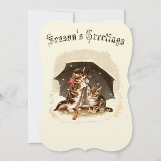 Victoriaans Era Cats & Umbrella Feestdagenkaart (Voorkant)