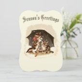 Victoriaans Era Cats & Umbrella Feestdagenkaart (Staand voorkant)