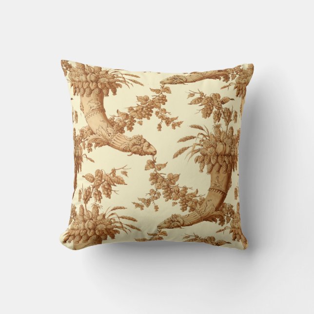  Victoriaans Era Cornucopia Fruit Damask Kussen (Voorkant)