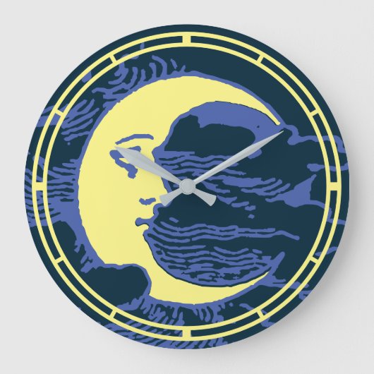 Victoriaans Era Crescent Moon Face Grote Klok (Voorkant)