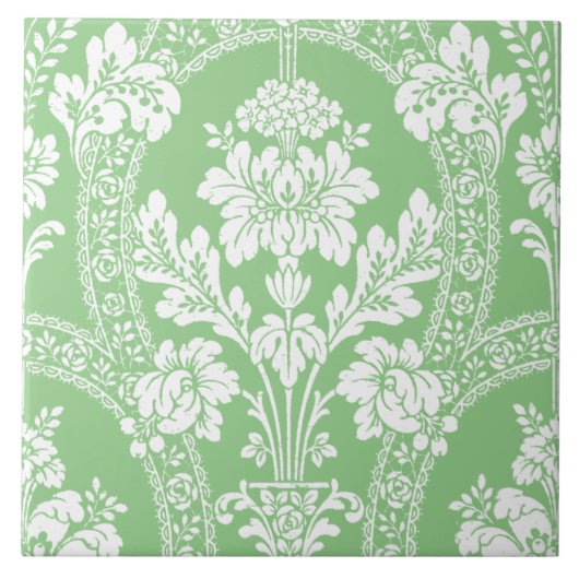 Victoriaans Era Damask Floral Pattern Tegeltje (Voorkant)