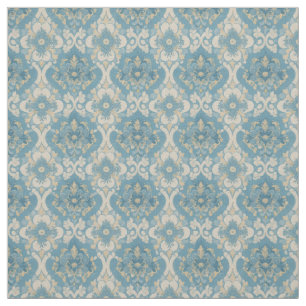Victoriaans Era Design blauw & geel Stof