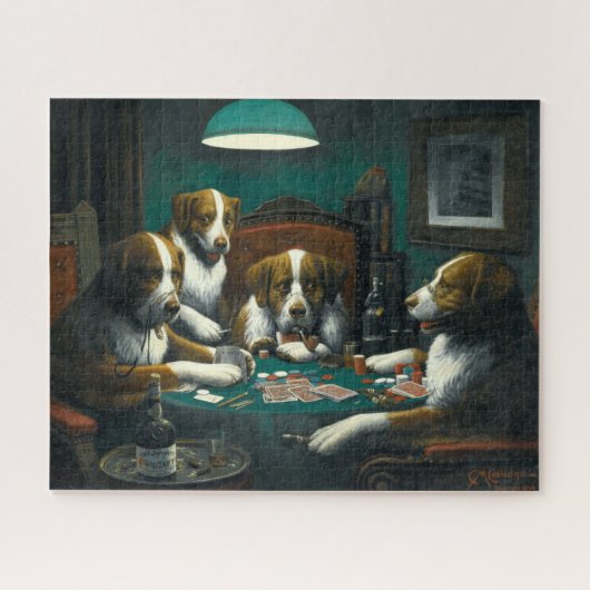Victoriaans Era Dogs die Poker spelen door Coolidg Legpuzzel (Horizontaal)
