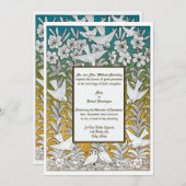  Victoriaans Era Duiven & Bloemen Huwelijk Kaart (Voorkant / Achterkant)