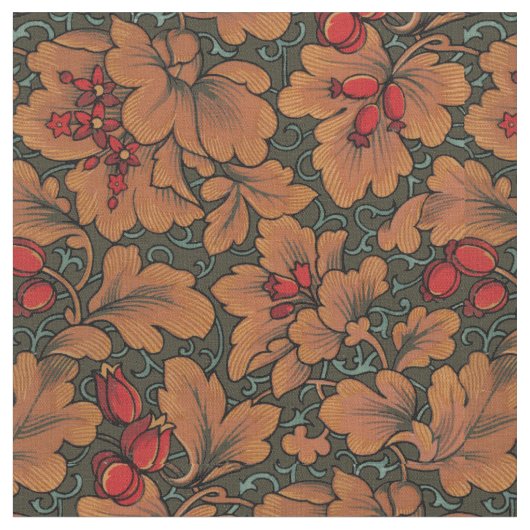  Victoriaans Era Floral en Leaf Pattern Stof (Close Up)