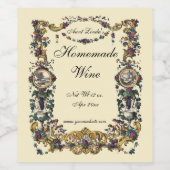 Victoriaans Era Floral & Grape Cartouche Sjabloon Wijn Etiket (Enkel label)