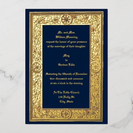 Victoriaans era Foliage & Berries van Anton Seder  Folie Uitnodiging (Voorkant)