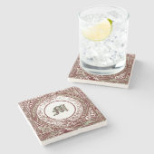 Victoriaans Era Foliage Border Monogram Stenen Onderzetter (Zijkant)