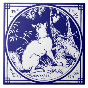  Victoriaans Era Fox & Crow Delfts Blauw Tegeltje