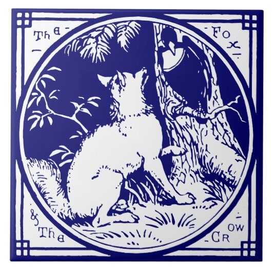  Victoriaans Era Fox & Crow Delfts Blauw Tegeltje (Voorkant)