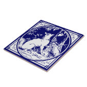  Victoriaans Era Fox & Crow Delfts Blauw Tegeltje (Zijkant)