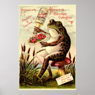 Victoriaans Era Frog op Paddestoel Parfum Ad Poster