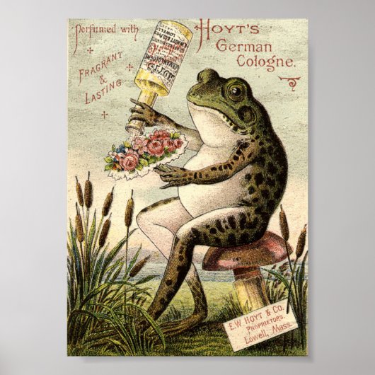 Victoriaans Era Frog op Toadstool Ad Poster (Voorkant)