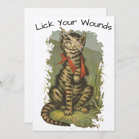 Victoriaans ERA Funny Cat Get Well Card Sjabloon (Voorkant / Achterkant)