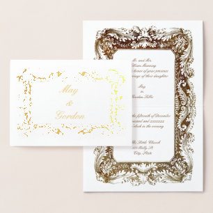 Victoriaans ERA Gold Wedding Invitting Sjabloon