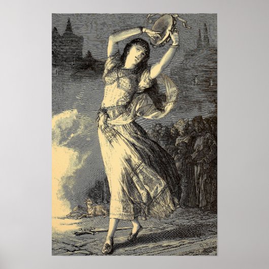 Victoriaans Era Gypsy Tambourine Girl Poster (Voorkant)