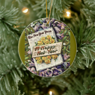 Victoriaans Era Happy Nieuwjaar Ornament Decorting