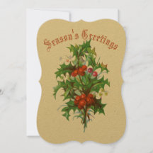  Victoriaans Era Holly Holiday Card