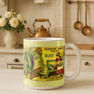 Victoriaans Era Ingeblikte Erwten Label Koffiemok