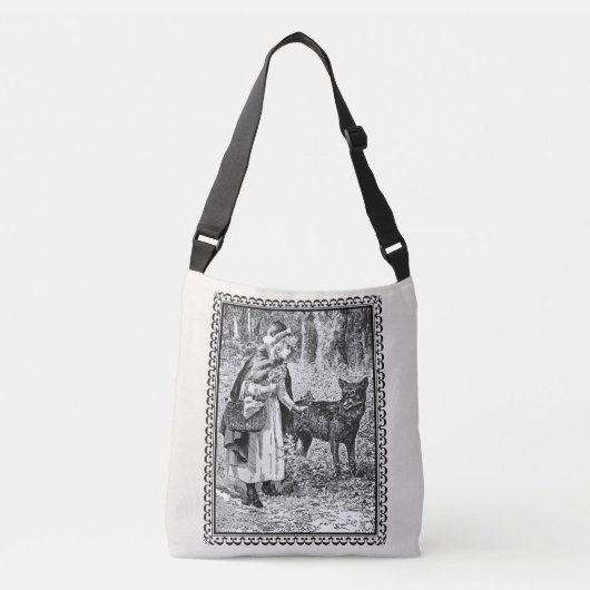Victoriaans Era Ingelijste Roodkapje Illustratie Crossbody Tas (Voorkant)