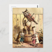 Victoriaans ERA Kat dat een speling afspeelt Briefkaart (Voorkant / Achterkant)