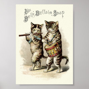 Victoriaans Era katten met trommelzout en drumzee Poster