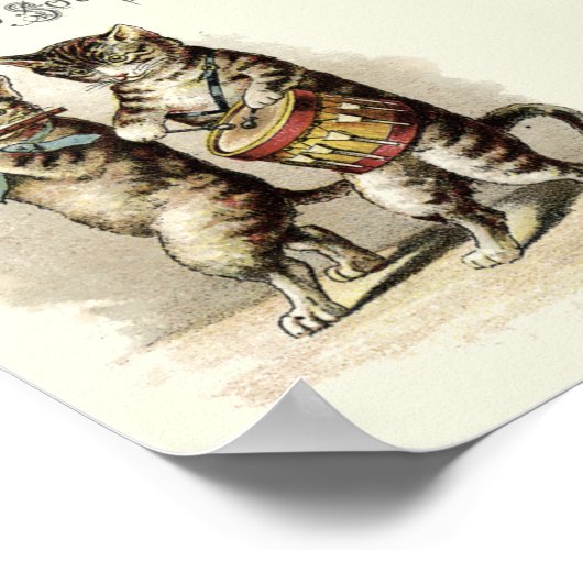  Victoriaans Era katten met trommelzout en drumzee Poster (Hoek)
