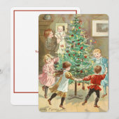 Victoriaans Era kerstboomkinderen Feestdagenkaart (Voorkant / Achterkant)