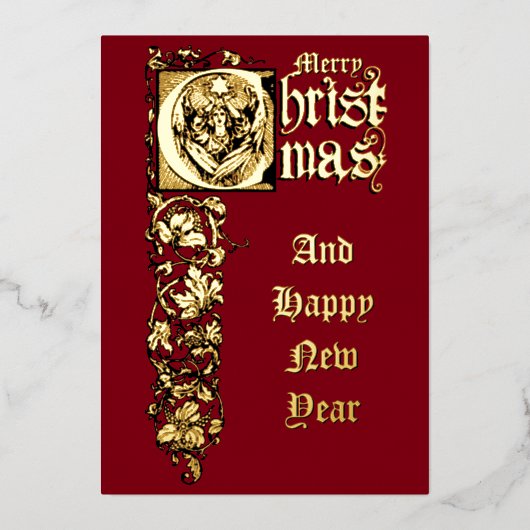 Victoriaans Era kerstengel met ster Folie Feestdagenkaart (Voorkant)