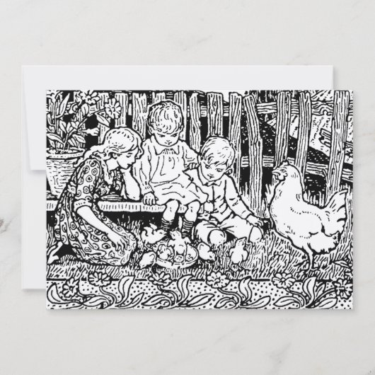 Victoriaans Era Kinderen & Baby Chicks Feestdagenkaart (Voorkant)