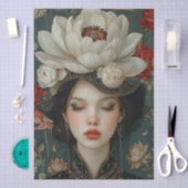 Victoriaans Era Lady Floral Hoofdtooi Decoupage Tissuepapier (Craft)