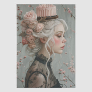 Victoriaans Era Lady Floral Hoofdtooi Decoupage Tissuepapier