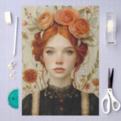 Victoriaans Era Lady Floral Hoofdtooi Decoupage Tissuepapier (Craft)