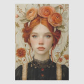 Victoriaans Era Lady Floral Hoofdtooi Decoupage Tissuepapier (Voorkant)