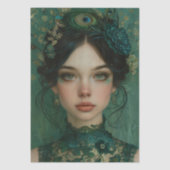 Victoriaans Era Lady Floral Hoofdtooi Decoupage Tissuepapier (Voorkant)