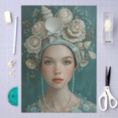 Victoriaans Era Lady Floral Sea Shells Decoupage Tissuepapier (Craft)