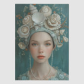Victoriaans Era Lady Floral Sea Shells Decoupage Tissuepapier (Voorkant)