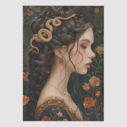 Victoriaans Era Lady Snake Hoofdadres Decoupage Tissuepapier (Voorkant)